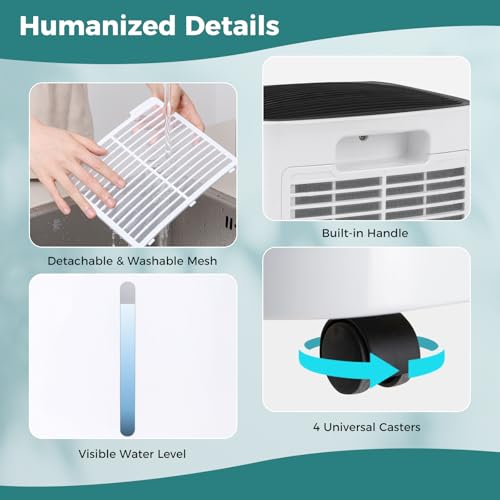 COSTWAY Large Room and Basement Dehumidifier 30 Pints Portable with 3 Modes and 2 Speeds