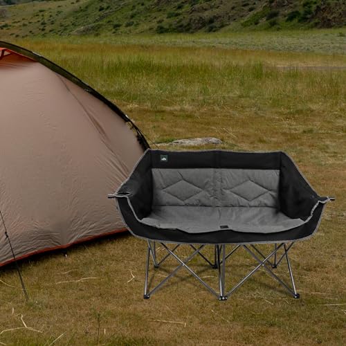 Portable Double Folding Loveseat Camping Chair for 2 Person Travel (Black)
| Full Padded Double Loveseat Camping Chair