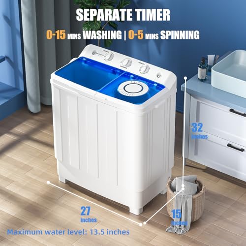 Auertech Portable Washing Machine, 28lbs Twin Tub Mini Compact Washer for RVs, Apartments, Dorms  
Auertech Portable Was